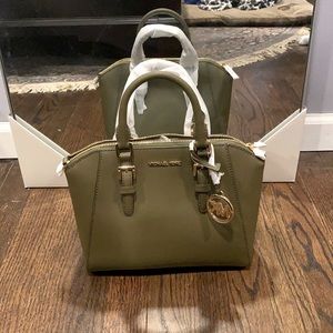 Michael Kors Olive Green Ciara Satchel